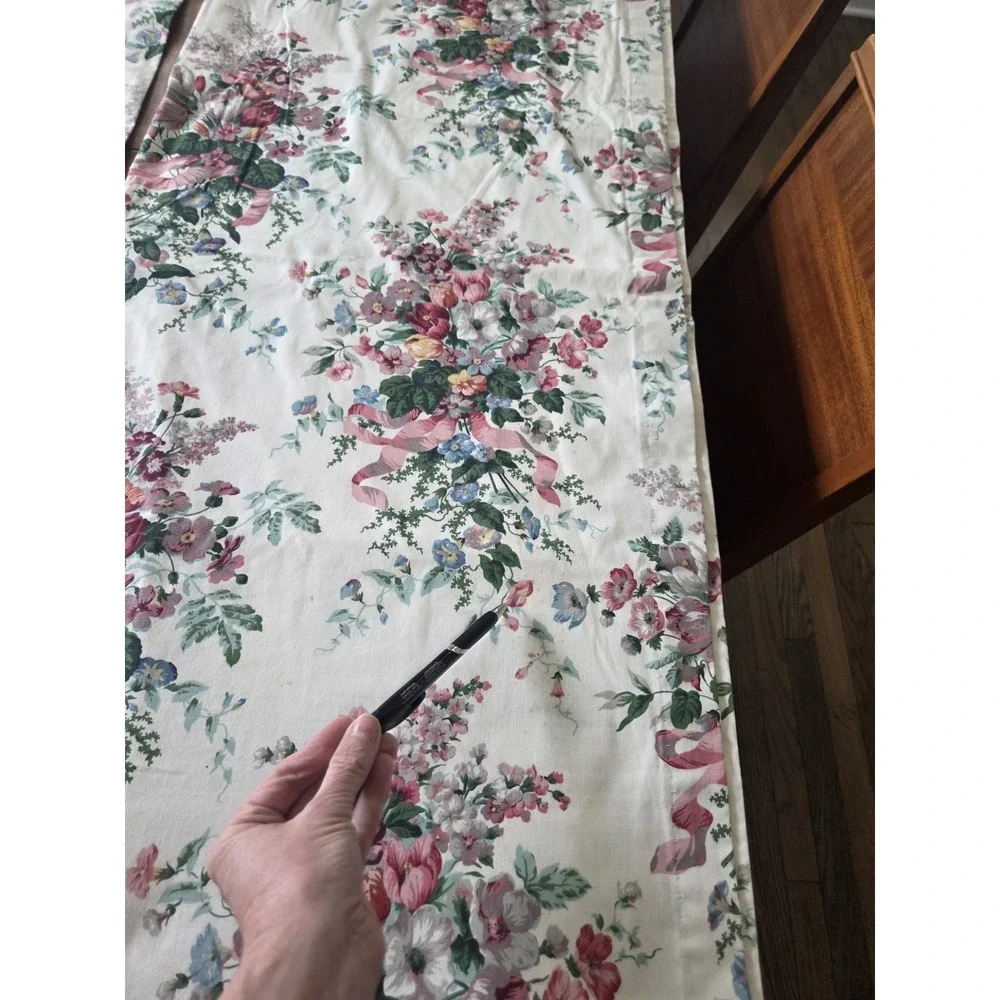 Vtg Croscill English Garden Panels Set Five Piece Curtains Valance Cottagecore